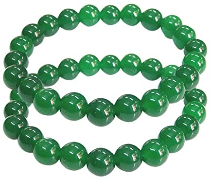 Lot de 2 bracelets porte-bonheur porte-bonheur en pierre d'agate verte - Bracelets chinois Feng Shui pour attirer la richesse et la chance - Bracelet à breloques triple protection pour homme et femme