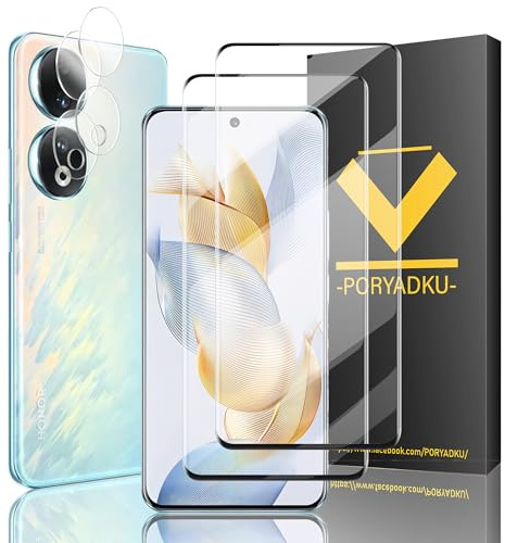 IKABO 2 pellicole protettive per Honor 90, 2 pellicole e 2 pellicole protettive per fotocamera, durezza 9H, sensore di impronte digitali, compatibile, pellicola protettiva HD per Honor 90-1