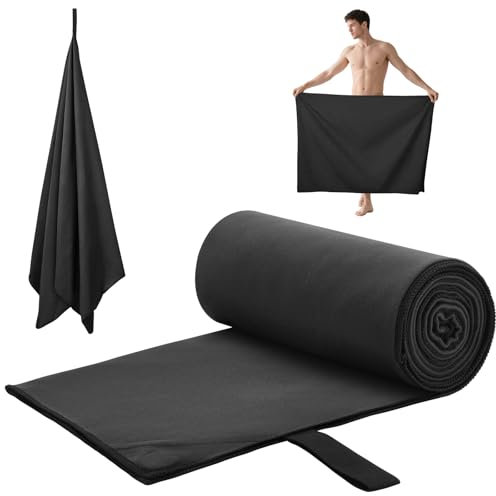 AUYAO Asciugamano da palestra per sport, fitness, asciugamano da palestra con magnete in microfibra con 4 magneti 80 x 190 cm, asciugamano da bagno magnetico assorbente ad asciugatura rapida