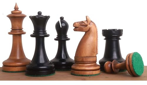Royal Chess Mall - 1900' Amerikanische Schachgesellschaft Reproduktionsschachspiel - nur Schachfiguren - antikisiertes & ebonisiertes Buchsbaumholz - 3.9 König