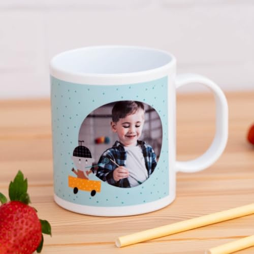 Wanapix | Tazza per Bambini con Nome| Tazza di Plastica Infrangibile | Ritorno a Acuola/Asilo | Senza BPA | 325 ml | 100% Personalizzata