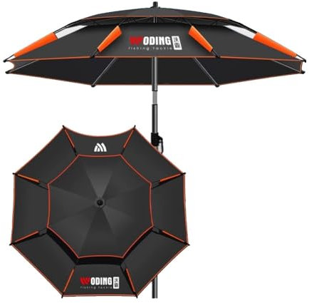 MACAGGTNTU 200/220cm Parasol De Plage Anti-Vent Parasol De Pêche Parasol De Patio avec Ancre De Sable Extérieur Parapluie De Plage pour Pêche Terrasse Balcon(Black,240cm/8ft)