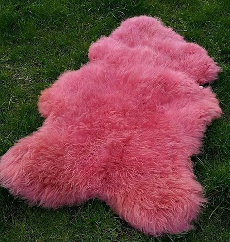 Provellus ECHTES SKANDINAVISCHES XL SCHAFFELL LAMMFELL Fell TOP GERBUNG ROSA 110cm !