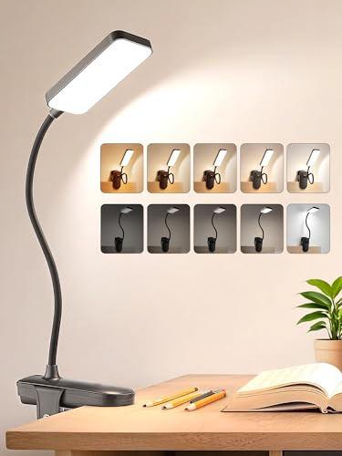 ReinHoo Reading Light,9 Brightness+5 Colors Clip on Light,4000mAh Battery Lights,450 Lumen 48 LED Desk Lamp Desk Light,Rechargeable Table Lamp,Cordless Reading Lamp,Reading Lights for Books in Bed