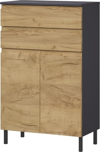 Germania Kommode 8245-564 GW-Salinas, in Graphit/Eiche, mit Selbsteinzug der Schubladen, 60 x 97 x 34 cm (BxHxT)