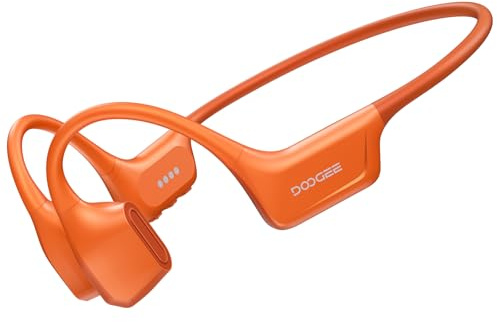 DOOGEE Bone Conduction Headphones, IP68 Waterproof Swimming Headphones Wireless Bluetooth 5.4, Dual Drivers, Bone Air Conduction, Sport Open-Ear Headphones for Swimming, Running, Cycling (Orange)