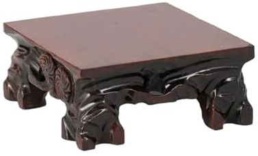 FAJNUZI2024 Pflanzenregal Quadratische Blume Topf Kurze Fuß Basis Holz Ornamente Seltsame Steine ​​Bonsai Display Regal Pflanzenständer(Klein)