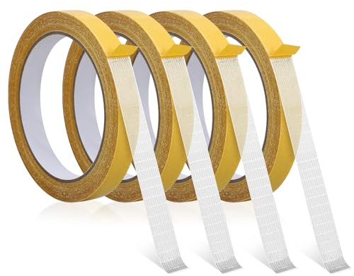 Nakutita 4 Stück Doppelseitiges Gewebeklebeband Heavy Duty | Klebeband für Saum,Teppich mit Hoher Klebkraft,Saumband Kein Nähen Oder Bügeln Erforderlich Zum Kleidung,1.3cmx10m