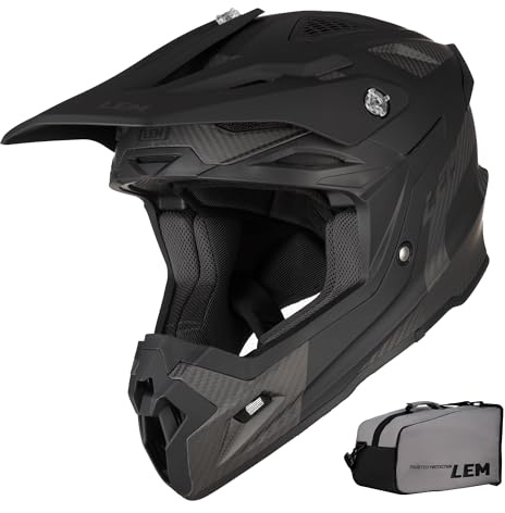 LEM Mountain Bike Helmet Full Face, Dirt Bike Helmet for Men & Women, Comfort Cycling Helmet Racing Carbon Fiber Lightweight, Impact Resistant, Ventilated, Adjustable Visor (Black Large) MF07 Tirple