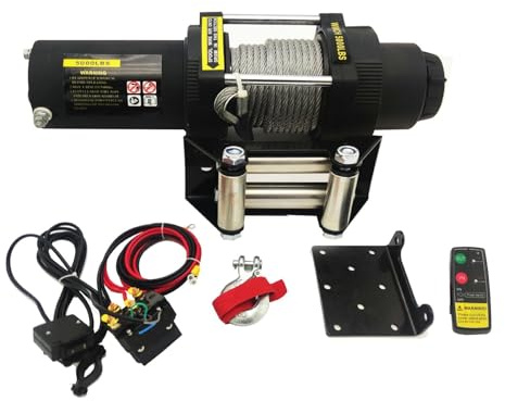 12v/24v 5000 Lbs Verricello Elettrico A Corda Sintetica For Trazione Portatile Rimorchio For Auto ATV Camion Fuoristrada Con Controllo Wireless(24V no control)