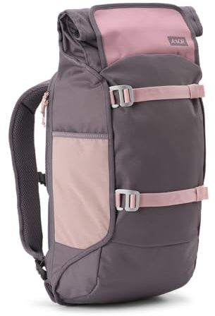 AEVOR Trip Pack, Rolltop Rucksack, 31x18x50cm, Grau/Tropical Lily, Unisex, Recyceltes Polyester, 26-33L, Wasserdicht, Gepolstertes 15 Laptopfach