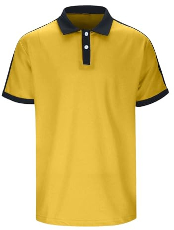 Générique Polo Homme Manches Courtes Coton Mode Vetement Été Tricoté T-Shirt Golf Stretch Slim Fit Décontracté Vêtements Longues Chemise Outdoor Casual avec Poche Ete Or-b L