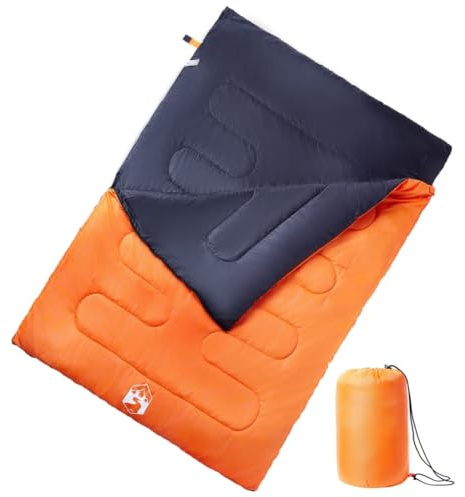 Teenpull Doppelschlafsack mit Kissen für Erwachsene, Camping Outdoor 3-4 Jahreszeiten, wasserabweisend mit Kapuze, Reißverschluss, Ultraleicht, komprimierbar