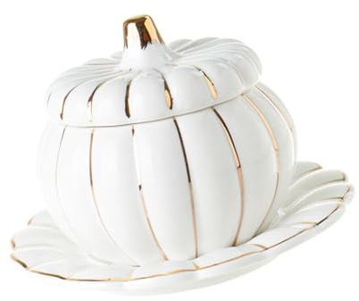 SHINEOFI Set di Ciotole per Zuppa in Porcellana a Forma di Zucca con Coperchio Rifinito in Design Giapponese, per Cucina e Tavola Raffinata