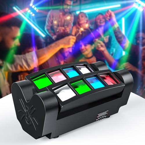 UKing 60W Lyre 8 Leds, Disco Lumière d'araignée DMX512 RGBW4 en 1 Lampe de Scène Commande Vocale Éclairage DJ Soirée Fête Bar Club