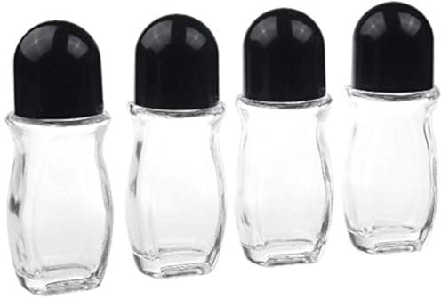 Eco-Fused Nachfüllbare Deo Roll On Glasflaschen- 4er-Pack - 50 ml - Auslaufsicher mit Drehverschluss - 20 Aufkleberetiketten