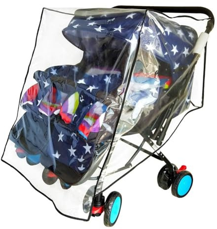 Weather Shield for Double Stroller Raincoat Universal Size Side by Side Baby Umbrella Stroller Rain Cover Scooter Twin Wind Shield Waterproof Jogger City