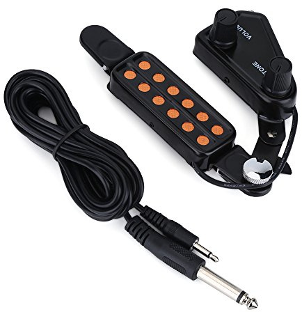 Bnineteenteam 12 Sound Hole Magnetic Pickup Trasduttore con Volume Tone Tuner Kit per Chitarra, Ukulele, Violino Pickup Chitarra