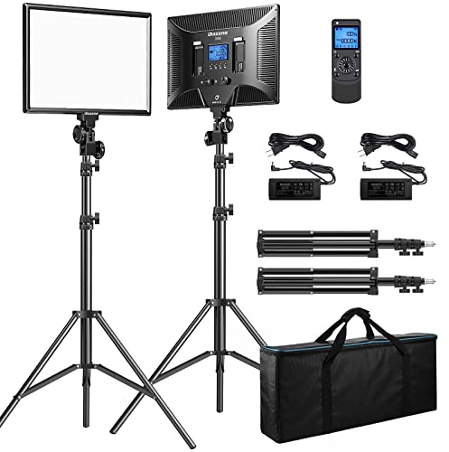 Dazzne D50 LED Video Light Panel Lights 15.4, 2 Packs 45W 3000K-8000K Bi-Color Dimmable Photography Lighting, CRI 96+ Videography Lighting for Video Shooting/Gaming/Live Stream/Studio/Film