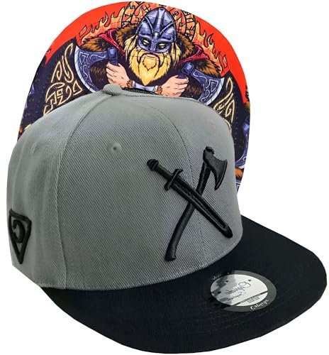 Capiche [99+ Designs] Wikinger Hut, The Viking, Snapback Cap, Sportbekleidung Für Herren, Basketball Cap Vikings, Viking Norwegische Graue Gorras, Axt, Bart, Tattoo Kunst