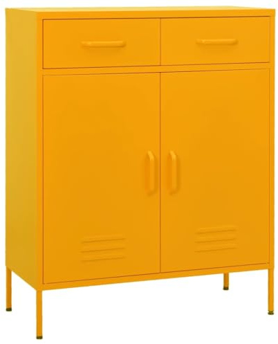 vidaXL Armario de Almacenamiento Aparador Librería Alacena Estantería Organizador Muebles Hogar Estable Acero Amarillo Mostaza 80x35x101,5 cm