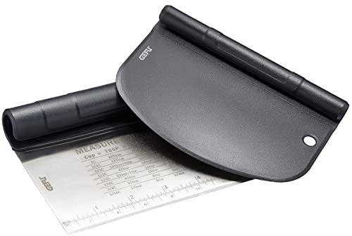 GEFU 14591 DUTTO - Juego de espátulas y cortador de masa con escala de medición, tarjeta de masa, raspador de masa, 2 piezas, color negro