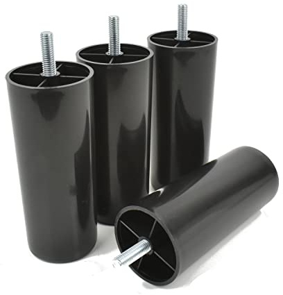 Prima-Online woplus 4X Füße aus Kunststoff Beine Möbelgleiterfuß Möbelfüße Möbelbeine Schrank Beine schwarz Plastik Höhe 120 mm mit Gewindestift M8x25mm (120mm [4 Stück])