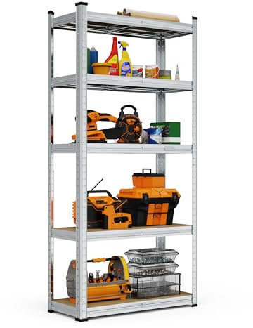 VonHaus Garage Shelving Units - Heavy Duty Racking for Home, Office, Shed and Garage Storage - 5-Tier Shelving Units for Storage, 175kg Capacity Per Shelf - 1.5m Racking