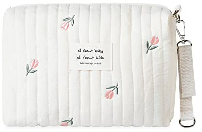 SONARIN Leicht Kinderwagentasche Organizer,Multifunktionale Stilvolle Stickerei Buggy Organizer Tasche Universal Kinderwagen Organizer Aufbewahrungstasche Mama Tasche(Tulpe, 1 Gurt)