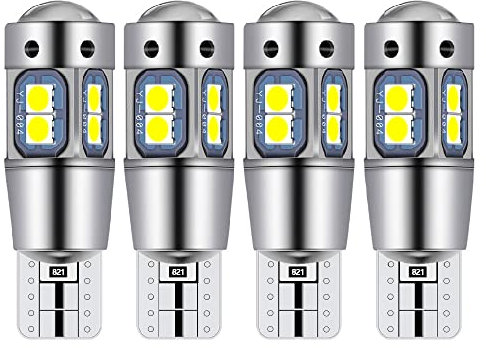LED auto T10 W5W Lampadina Led Auto Temperatura di Colore 7000K 3030-10SMD Lampadina a cuneo bianca Voltaggio 12V Adatto per luci di posizione, segnali interni, cupole, quadri strumenti (4 pezzi)