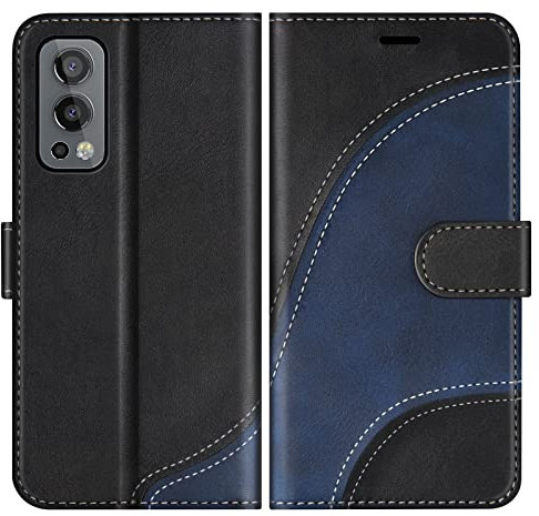 BoxTii Hülle für OnePlus Nord 2 5G, PU Leder Handyhülle für OnePlus Nord 2 5G, Ledertasche Klapphülle Schutzhülle mit Kartenfächer und Magnetverschluss, Schwarz