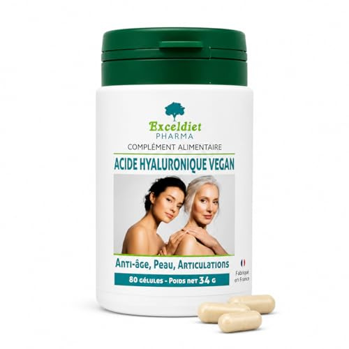 Acide Hyaluronique - Vitamine C | Anti-Age, Anti-Ride,Repulpant | 80 gélules HPMC | Hydratation,Elasticité | Visage,Cou,Mains