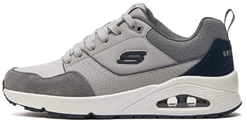 Skechers Men's Uno Retro One Trainers, Grey Leather and Suede/Mesh, 11 UK