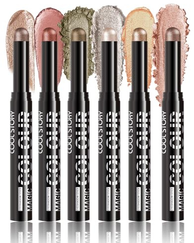 HQDA 8PCS Eyeshadow Stick Set, Shimmer Cream Eyeshadow Pencil Crayon, Waterproof Long Lasting Eyeshadow Stick Sets Create Glitter Eye Makeup (Set B)