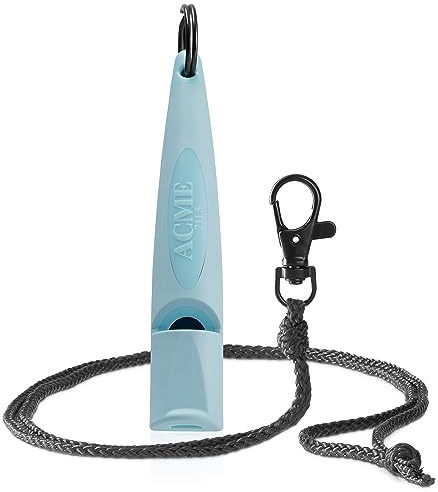 ACME Fischietto per cani n. 210,5 (aggiornamento 2023) con nastro per pipa in nero opaco | Alpha | ideale per richiamare | Ampia portata | standard di frequenza (Baby Blue)