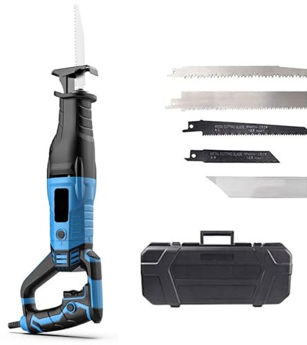 FANYING Sierra Alternativa 900W/1050W con 4 Cuchillas, Sierra de Sable Eléctrica con Cable de Velocidad Variable, Longitud de Carrera de 30 mm, Cambio de Hoja sin Herramientas,1050W