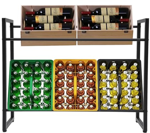 Estantería para cajas de bebidas, cada piso puede soportar aproximadamente 110,2 libras, estantería, 32 x 104 x 82 cm, para la organización de bebidas, frutas, cerveza, etc. (estantes de 2 niveles)