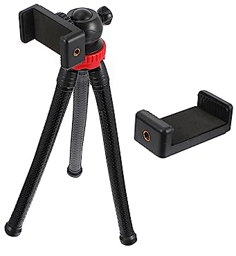 CAXUSD Treppiede Flessibile Da Tavolo Con Clip Per Telefono, Supporto Stabile Per Fotocamera, Per Streaming e Fotografia, Adatto a Superfici Piane e Uso Domestico