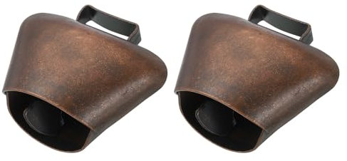 PATIKIL 2 x 2.8 x 1.7 Mini Kuhglocken, 2 Stück Eisen Vintage Metall Festliche Glocke, Kuhglocken Großhandel für Tier-Anti-Verlust, Rote Patina
