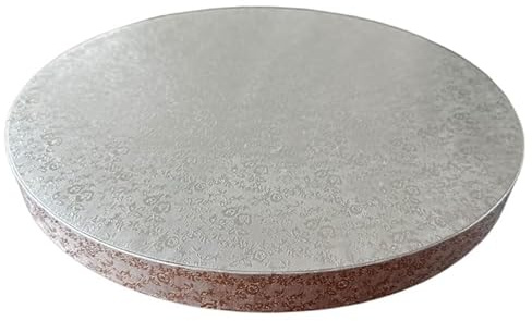 Mytortenland 3cm Cake Board | Tortenunterlage Rund Cakeboard | Karton Pappe | Kuchenplatte | Tortenplatte für Torten und Kuchen Gold/Silber 10 größe 24-50cm (Silber Rund, 40cm)