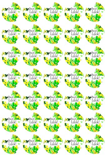 35 x Best of Luck Clover Edible Wafer or Icing Cupcake Topper Fun Celebration Party Cake Decorations Perfect For Brownies Cookies Muffins & More!… (Edible Wafer Card)