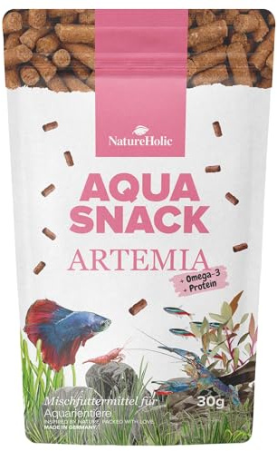 NatureHolic AquaSnack Artemia Sticks | mangime aggiuntivo di alta qualità per acquari | per colorazione intensiva degli abitanti degli acquari | Mangime per gamberetti, granchi, acquari e pesci