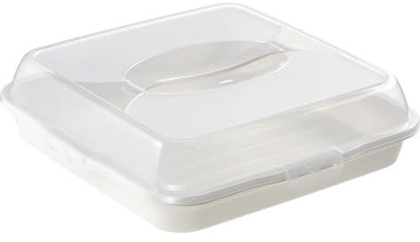 KADAX Contenitore per Torte in Plastica con Coperchio e Manico - Scatola Rettangolare per Muffin e Alimenti (Bianco)