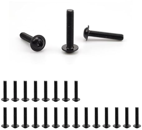 0XBIT M6 Schrauben Schwarz, 25 Stück Schrauben Schwarz, Linsenkopfschrauben M6 X 30 mm, Exquisite Verarbeitung, inbusschrauben m6 mit Innensechskant, für Industrielle und Mechanische Geräte