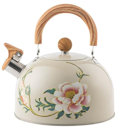 Luxshiny Bouilloire Sifflante Inoxydable Avec Motif Floral Théière Élégante Pour Ébullition Eau Design Pratique Et Confortable Idéale Pour Amateurs Thé