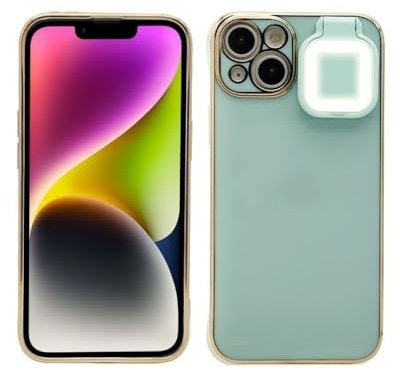HUUMAGIC For IPhone 12 13 14 Pro Max Ring Light Flash Case Selfie Flashlight Cellphone Case Cover For IPhone 14 Plus XS XR 11 12 13,green,For iPhone 14pro