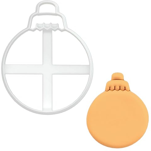BAKERLOGY Emporte-pièce Boule de Noël Unie - Conception détaillée d'emporte-pièces pour la pâtisserie et l'artisanat, adaptée au fondant, à la pâte, à l'argile