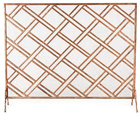 Fireplace Screen Guard, Schermo per Camino Hearth Gold, barriera antifiamma con Motivi Geometrici, Protezione per caminetto di Sicurezza per Cottura a Legna e Carbone, stufe, Griglie