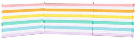 MARBUENO SUMMER Windschutz, 4 Stöcke, Stahl, Polyester, bunte Streifen, 360 x 80 cm, Strand, Pool, Garten und Camping 10496