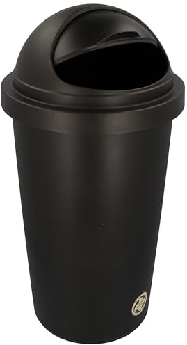 HRB Mülleimer, Tonne aus stabilem Hartplastik, abnehmbarer Deckel mit Schiebedeckel geeignet für Wäsche, Spielzeug oder als Maxitonne Küche (Schwarz)
